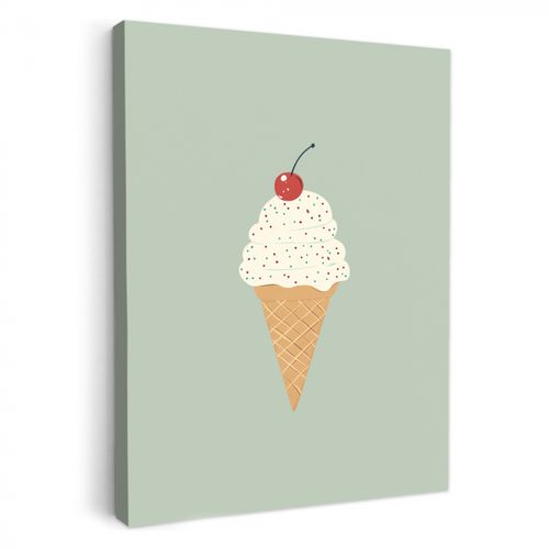 Dipinti su tela - Illustrazione - Gelato - Macchioline - Ciliegia