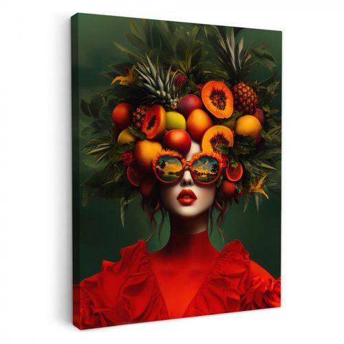 Dipinti su tela - Donna - Frutta - Papaya - Ananas