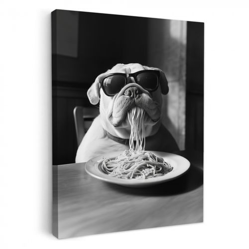 Dipinti su tela - Cane - Bulldog - Occhiali - Duro - Animali