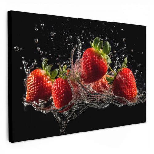 Dipinti su tela - Fragole - Frutta - Rosso - Acqua - Nero