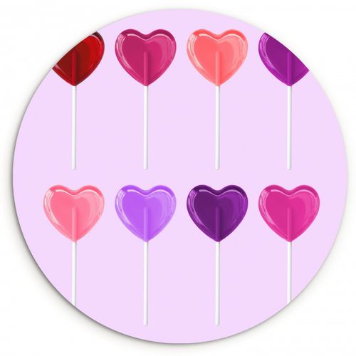 Quadro rotondo - Lecca-lecca - Cuore - Rosa - Caramella