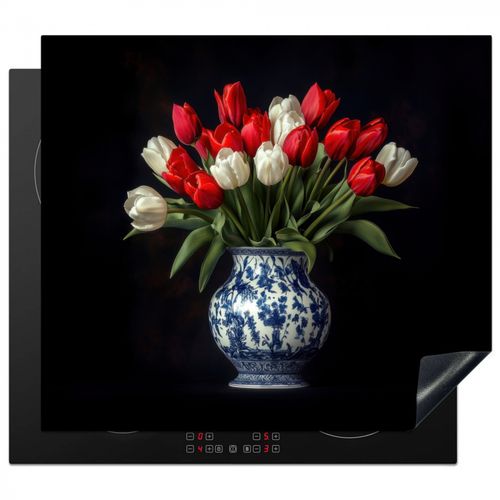 Protezione piano induzione - Rosso - Fiori - Tulipani - Vaso