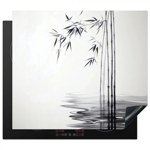 Protezione piano induzione - Tronchi di bambù - Acqua - Minimalista - Bianco