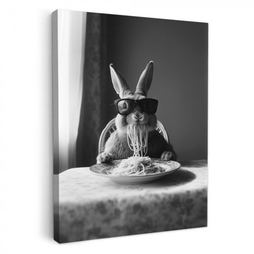 Dipinti su tela - Coniglio - Coniglietto - Occhiali da sole - Tovaglia - Pasta - Carino