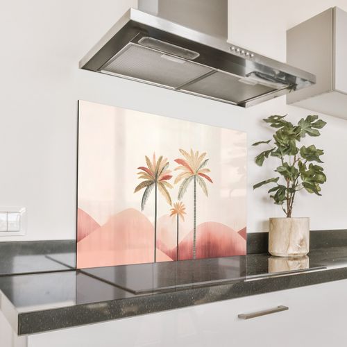 Parafango in alluminio - Palme - Colline - Minimalista - Rosa tenue