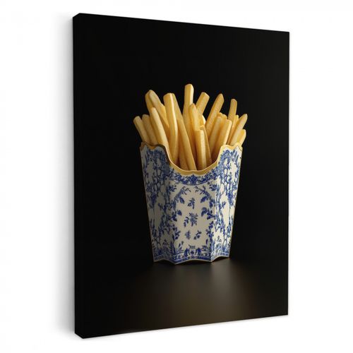 Dipinti su tela - Patatine fritte - Porcellana - Blu Delft - Cibo