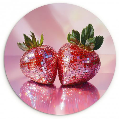 Quadro rotondo - Disco - Frutta - Glitter - Fragola