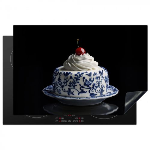 Protezione piano induzione - Torta - Panna montata - Ciliegia - Piatto - Blu Delft