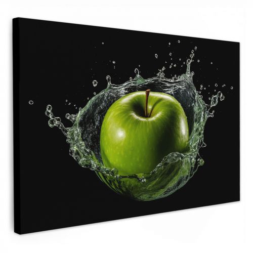 Dipinti su tela - Mela - Verde - Frutta - Acqua - Nero