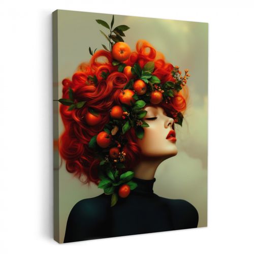 Dipinti su tela - Donna - Mele - Rosso - Foglie