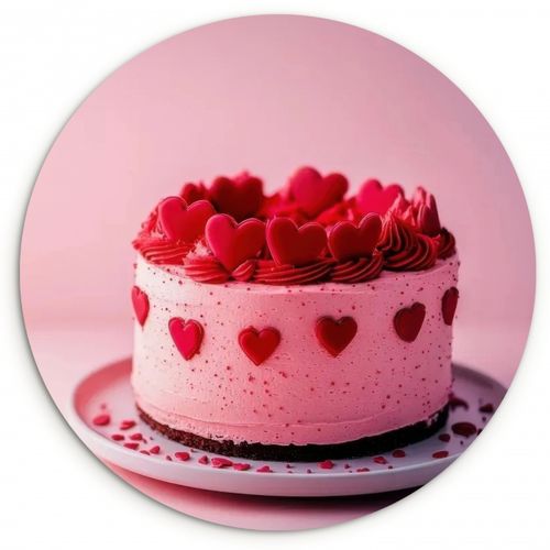 Quadro rotondo - Torta - Cuore - Rosa