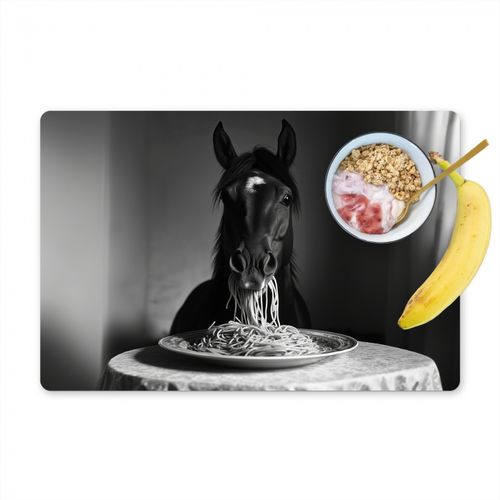 Tovagliette - Cavallo - Piatto - Pasta - Tovaglia - Bianco e nero - Animali
