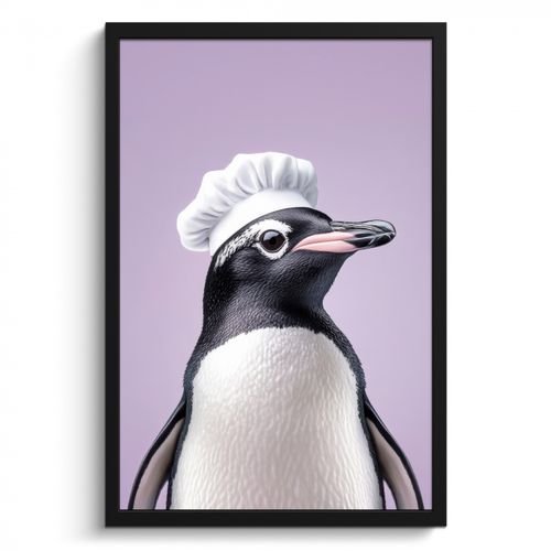 KitchenYeah - Cucina - Cornice per foto - Pinguino - Cappello da cuoco - Dolce - Viola