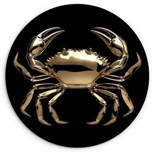 Quadro rotondo - Oro - Granchio - Animali - Nero