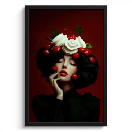KitchenYeah - Cucina - Cornice per foto - Donna - Ciliegie - Panna montata