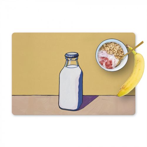 Tovagliette - Bicchieri - Bottiglia - Illustrazione - Latte