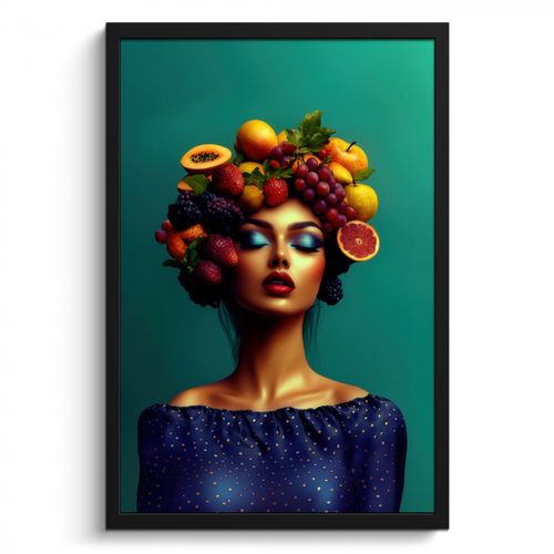 KitchenYeah - Cucina - Cornice per foto - Donna - Top con cappuccio - Tropicale - Frutta - Uva