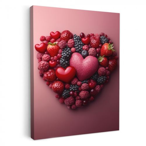 Dipinti su tela - Frutta - Cuori - Fragole - Lamponi - Mirtilli
