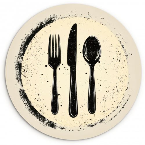 Quadro rotondo - Nero - Posate - Rotonde
