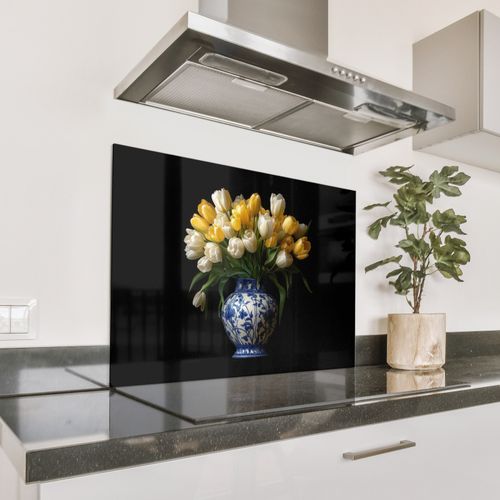 Parafango in alluminio - Giallo - Tulipani - Vaso - Fiori