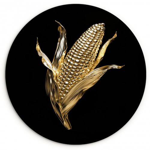 Quadro rotondo - Mais - Cibo - Oro - Nero