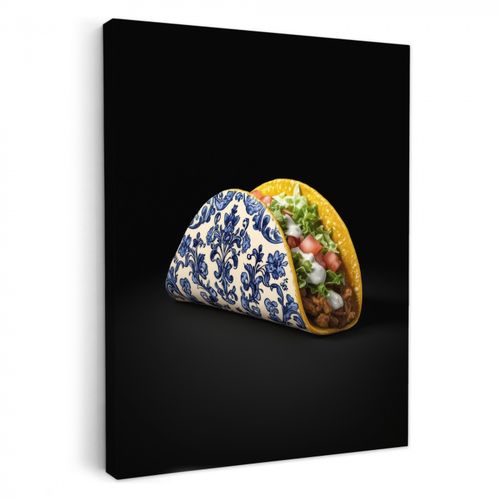 Dipinti su tela - Taco - Carne - Insalata - Blu Delft - Motivo
