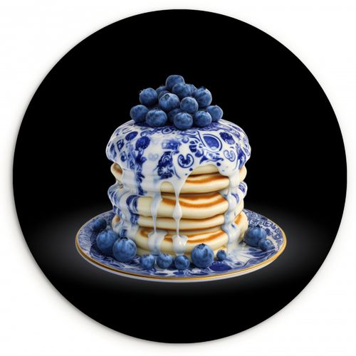Quadro rotondo - Pancake - Mirtilli - Piatto