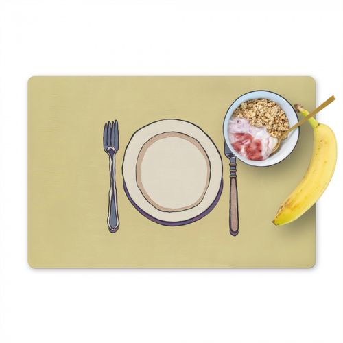 Tovagliette - Illustrazione - Piatto - Posate - Beige