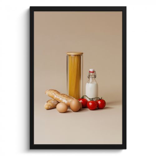 KitchenYeah - Cucina - Cornice per foto - Spaghetti - Latte - Pomodori - Uova - Pane