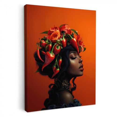 Dipinti su tela - Donna - Peperoncino - Fiori