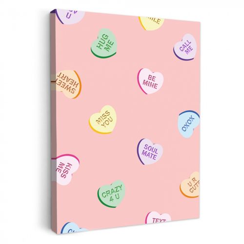 Dipinti su tela - Cuore - Caramelle - Pastello - Testo