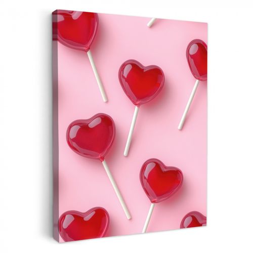 Dipinti su tela - Lecca-lecca - Cuori - Rosa