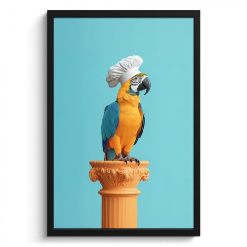 KitchenYeah - Cucina - Cornice per foto - Pappagallo - Cappello da cuoco - Divertente - Uccello