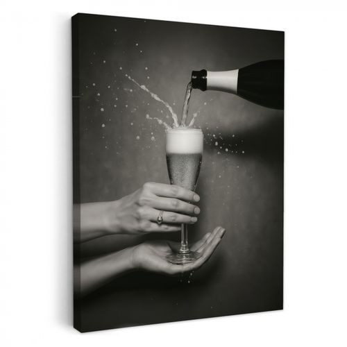 Dipinti su tela - Bottiglia di champagne - Vetro - Minimalista - Spruzzi