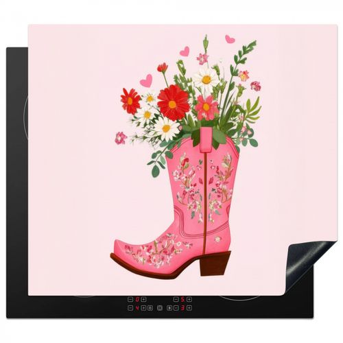 Protezione piano induzione - Stivali da cowboy - Rosa - Bouquet - Fiori