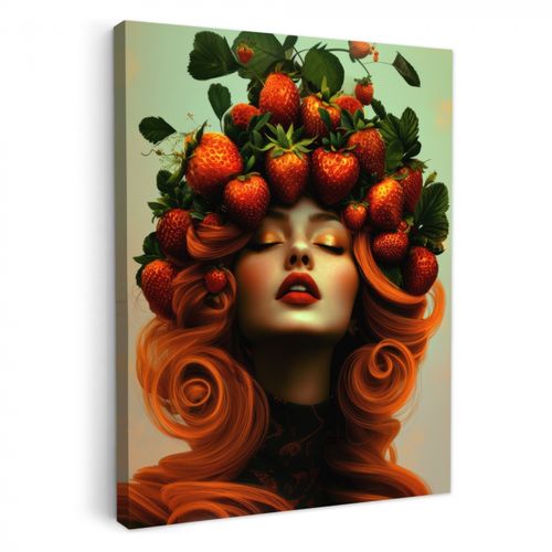 Dipinti su tela - Donna - Fragole - Corona