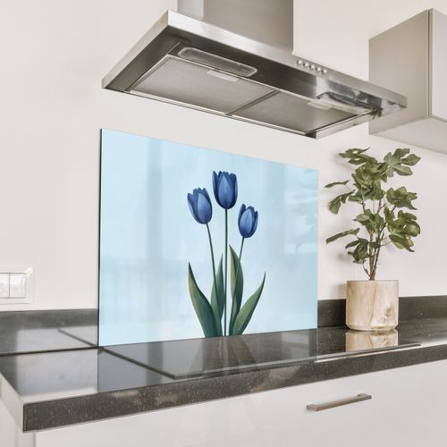 Parafango in alluminio - Tulipani - Blu - Foglie