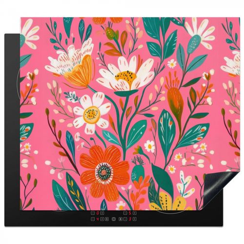 Protezione piano induzione - Rosa - Fiori - Bianco - Arancione