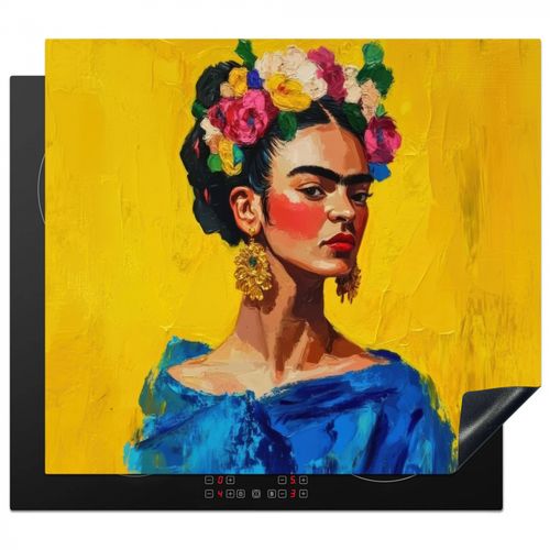 Protezione piano induzione - Frida Kahlo - Donna - Giallo - Blu - Fiori