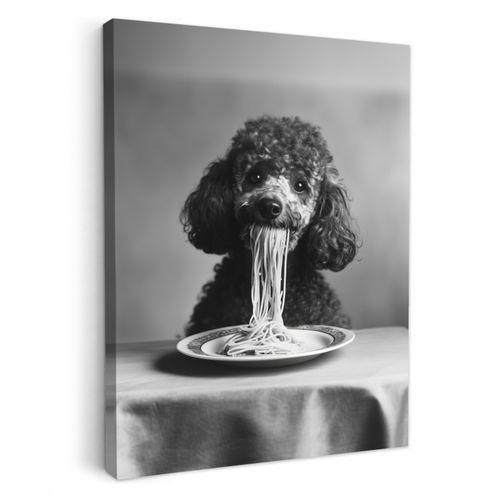 Dipinti su tela - Barboncino - Cane - Nero - Bianco - Carino - Pasta
