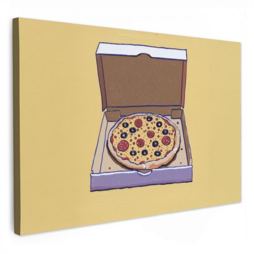 Dipinti su tela - Pizza - Scatola - Salame - Illustrazione