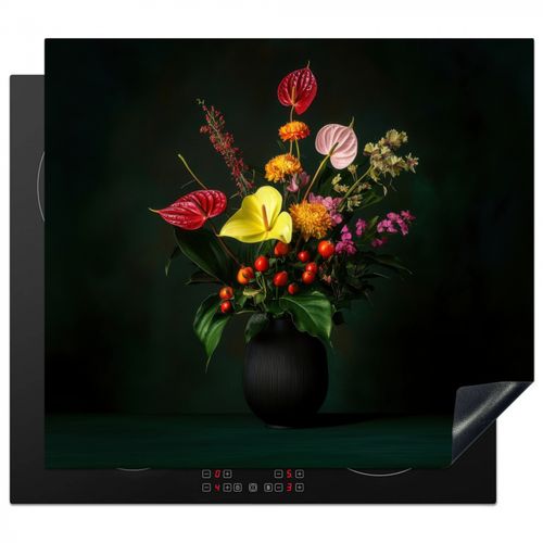 Protezione piano induzione - Fiori - Vaso - Nero
