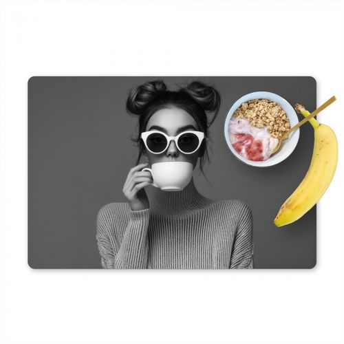 Tovagliette - Donna - Caffè - Nero - Bianco