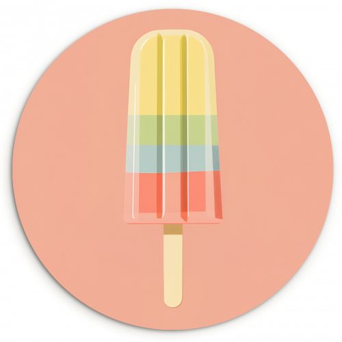 Quadro rotondo - Gelato all'acqua - Tonalità pastello - Minimalista