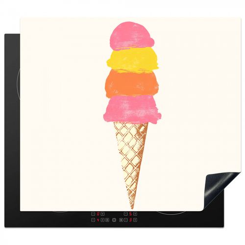 Protezione piano induzione - Gelato a cucchiaiate - Corna - Illustrazione - Minimalista