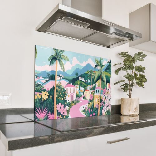 Parafango in alluminio - Colorato - Case - Colline - Rosa