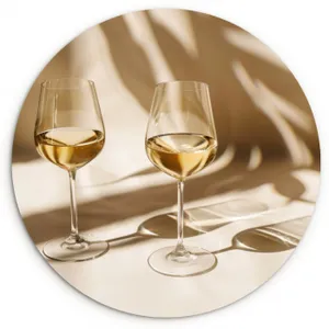Quadro rotondo - Vino - Bicchieri da vino - Bianco