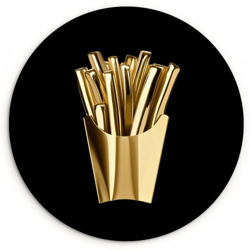 Quadro rotondo - Patatine fritte - Oro - Cromo - Cibo