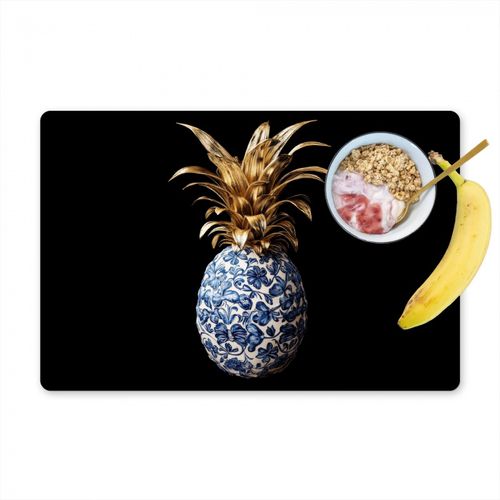 Tovagliette - Ananas - Motivo floreale - Oro - Delftware