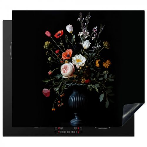 Protezione piano induzione - Composizione floreale - Vaso - Nero